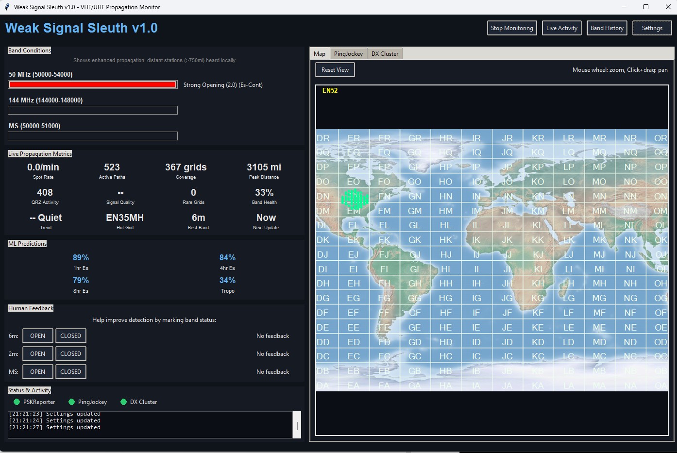 Screenshot of Weak Signal Sleuth
